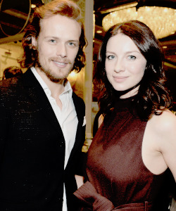 outlandersource:  Sam Heughan and Caitriona Balfe at the BAFTA