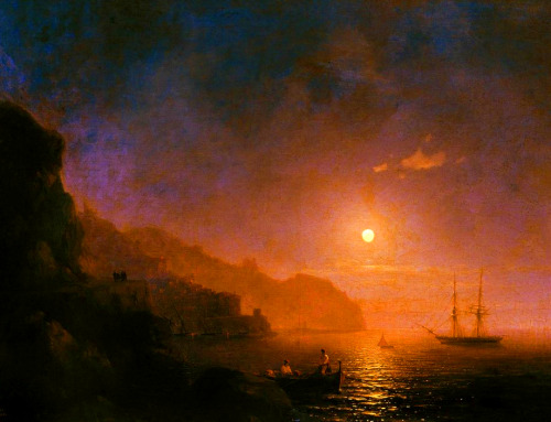 nigra-lux:  AIVAZOVSKY, Ivan (1817-1900)Night in Amalfi (ÐÐ¾Ñ‡ÑŒ Ð² ÐÐ¼Ð°Ð»ÑŒÑ„Ð¸), detail1854Oil on canvasEd. Orig.   Lic. Ed.  