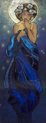 kitchensauce:  Night Sky by Alphonse Mucha  One of your favorite artists, Sir.