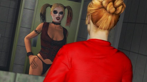 Angle 1 Angle 2 Dr. Harleen Quinzel catching a glimpse of her future self - just a quick and simple idea so I could try out 2 new versions of Miss Quinn courtesy of Red Menace.
