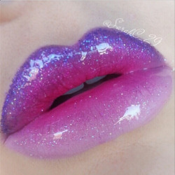 sugarpillcosmetics:  Sweet bubblegum galaxy lips by Sarah Chambers