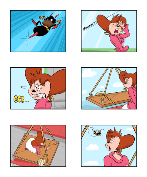 icaroscage:  I made this comic last year as a commission for Avalance1 and forgot to post it. The plot was based on the Donald Duck short “Window Cleaners”, and my job was to replace Donald with Peg Pete. It was my first full experience with comics,