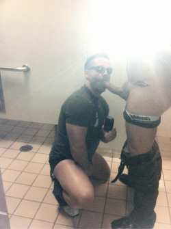 bestgloryholesucking:Sucking off married guy in public restroom…love