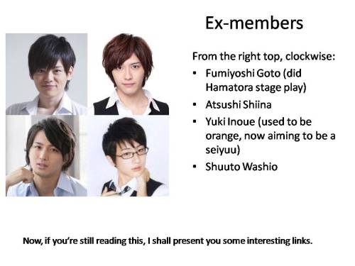 buuutai:  makikake:  EDIT: In the last slide, itâ€™s from the top left, not the right. Take as reference that Inoue is the one with glasses, if youâ€™re confused with sides like me, then go clockwise following the list. EDIT2: The day after I made this,