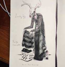 thegothicalice:  Creepy deer women still do laundry #inktober