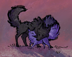 shadeykris:fox & wolf cute commission. :D