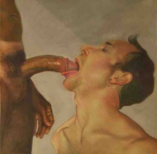 “Cock Sucking” (oil on canvas) Â by Fritz Masten.