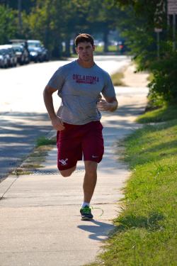 sirjocktrainer:Running hard like a good Jock should.  Finally! A stretch of empty street where I can focus on my run. None of those pencil-necks following me around. What the hell is it with those geeks? Always going on aboutÂ â€œsnapping out of itâ€,