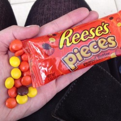 Yum yum yum! Chowing down on some sweet treats! #ReesesPieces