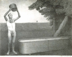 hired man on farm using the catles’ water            