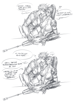 officialamelielacroix:  Tracer tries to sneak up to Widowmaker