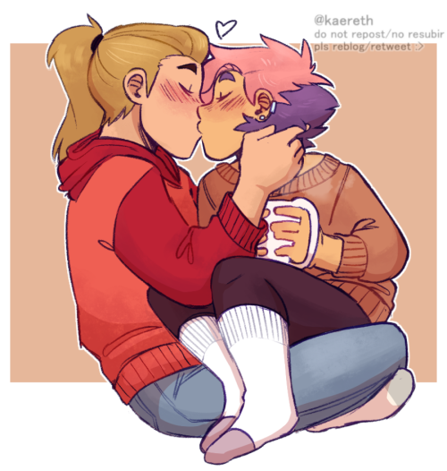 kaereth:  cozy Glimmadora kiss for a kofi request 🧡☕  