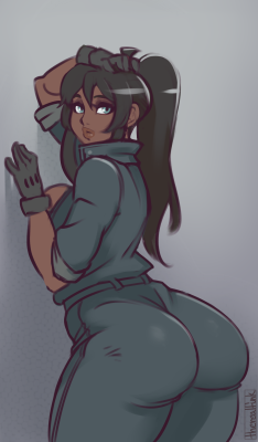 therealfunk:  Sketch comm of Alex from Gangsta in her jumpsuit.