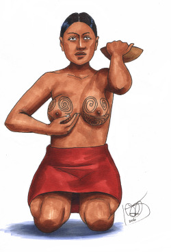 dapart:Seated female figure from Chapala, Jalisco, holding a bowl. Based on a figurine.