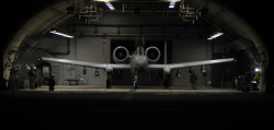 titanium-rain: An A-10 Thunderbolt II sits in a hangar prior