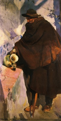   Elderly Castellano Pouring Wine, 1907, Joaquín Sorolla  