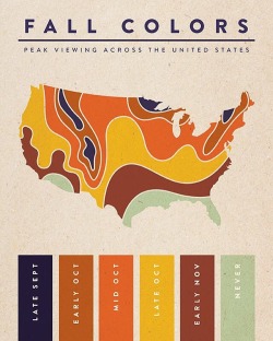 mapsontheweb:Peak viewing times for fall colors across the contiguous