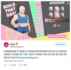 wilwheaton: the-future-now:  Dream Daddy lets you play as a trans