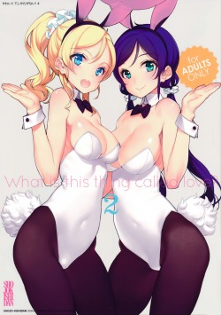 wanwan7:  animal ears ayase eli bunny ears bunny girl cleavage