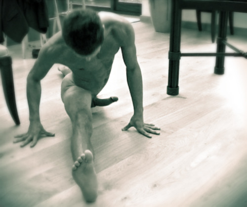 naked-yoga-practice:  benashvilla:ben ashton pictures & stories Yogi splits. Not an easy pose for me.