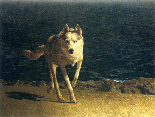 chimneyfish: Jamie Wyeth.Â Wolf Dog.Â 1976.  