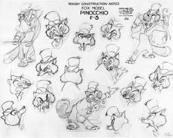the-ink-and-paint-club:Model sheet for Pinocchio (1940)