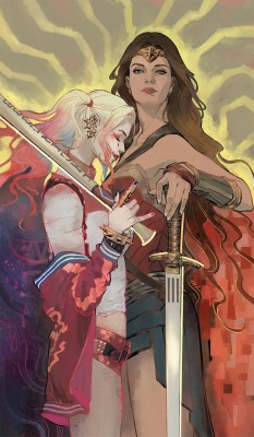 theivorytowercrumbles:  axeeeee:  Diana/Harley fanart I did for