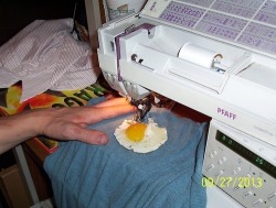 liquidglue:  on this day one year ago someone sewed a fried egg