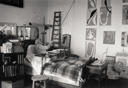 barcarole:  Henri Matisse drawing on a wall next to his bed,