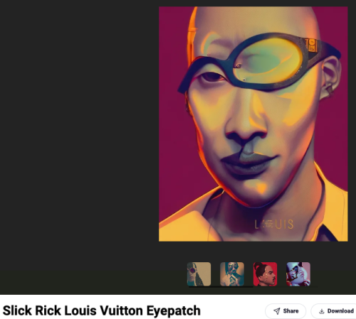 #art #ai #aiart#hiphop #rap #slickrick#louisvuitton #style #eyepatch 