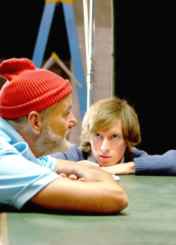 danielbruhls:  Bill Murray & Wes Anderson on the set of The