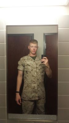 straightdudesnudes:  Brandon is a sexy marine with a long cock
