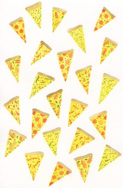 andrinamanon:  It’s raining pizza! Hallelujah!   Watercolour