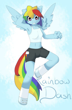 drawponies:  Rainbow Dash - Anthro by TesslaShy  owo