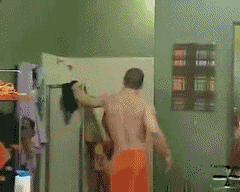 projectenf:  Naked girl in shower pulled out by a dude