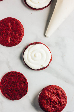 sweetoothgirl:  RED VELVET OREOS  