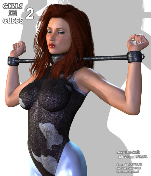 Barbarianbabes has a new one! Let’s kick those cuffs up a notch!  Are your sexy girls up for the challenge of the Cuff Bar?  Works with V4 and WMV4! Comes with one sample pose and multiple materials! Works in Poser 8 . Check the link for all the