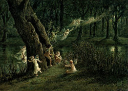 pagewoman:  Woodland Fairies in the Moonlight  by A. W. Crawford