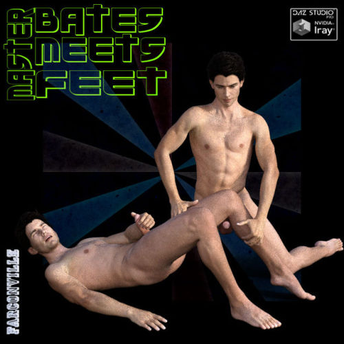 Master  Bates Meets Master Feet is composed of 14 poses for lovers M7M7,  physically enjoying each other. Files for DAZ Studio 4.9 and up are  included in this set. Apply INJ pose files directly to Genesis 3 Male  and the genitals, then apply poses. Keep