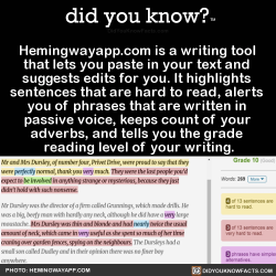 geekmystic: did-you-kno: Hemingwayapp.com is a writing tool 