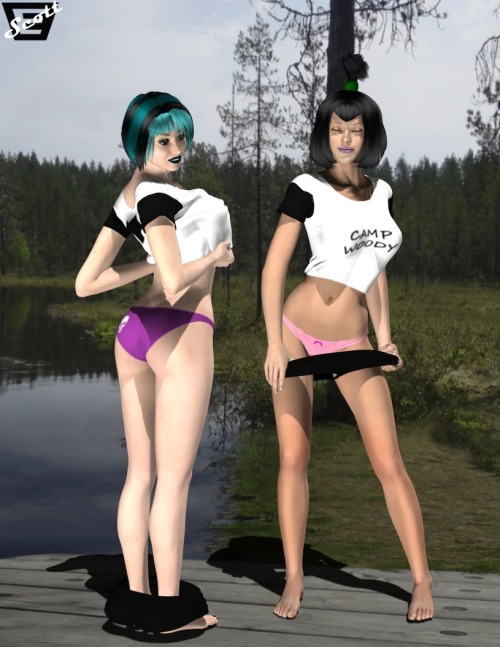 cdb2k3:  CAMP W.O.O.D.Y.: Skinny Dip ________________________ Requested Artwork done by: ImfamousE Concept and idea: me ————————————————————- Everybody’s 2 favorite goths Gwen ( TDI) & San Manson undressing