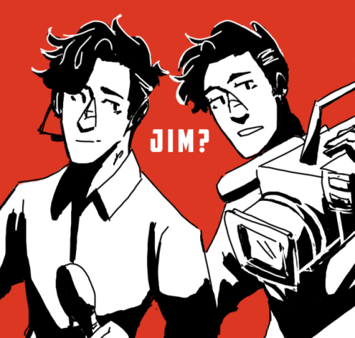 artist-in-space:  The Jims on the Case“What’s our next scoop, Jim?”“We’re reporting on a murder.”(A little experiment on colors. The Jims are awesome.)