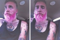 coffeeblooded:  coffeeblooded:  Pink beard/mustache! Had to do