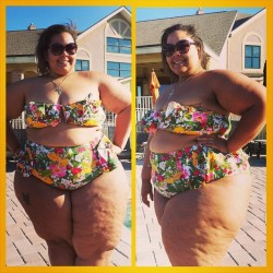 planetofthickbeautifulwomen:  Jessica AKA Ms HoneyRayne wearing a Fruit Frenzy Swimsuit by Forever 21 