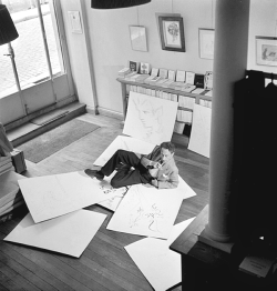 wehadfacesthen:Jean Cocteau in his studio, Paris, 1947