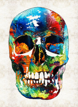 terracegallery:  Colorful Candy Skull Art  PRINT from Painting