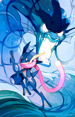 bluekomadori:  It would be really awesome if Greninja’s surf