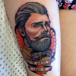 toptattooideas:  Traditional Tattoo Done By Drew Shallishttp://tattoo-designs.us/traditional-tattoo-done-by-drew-shallis/