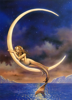 artsytoad:David Delamare, Mermaid and the Moon