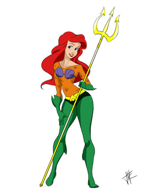 princessesfanarts:  Princesses as DC Superheroes by MuiMushroom Bonus :   Oi! Aquaman doesn’t have a shell bra, he just got a skin-tight shirt that doesn’t leave anything to the imagination. So Ariel… ( ͡° ͜ʖ ͡° )Also where Kida Nedakh